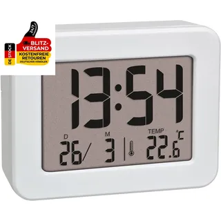 TFA Dostmann Mini Wecker Mit Temperatur, 60.2044.02, Tischuhr, Batteriebetrieben
