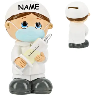 alles-meine.de GmbH große XL Spardose - lustige Krankenschwester/Krankenpfleger - incl. Name - stabile Sparbüchse aus Kunstharz - Geld Sparschwein - Kaffeekasse/Trinkgeld..