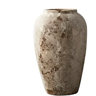 Hohe Vintage-Bodenvase Aus Keramik, Mit Erdtönen, Rustikale Hohe Keramik-Bodenvase, Große Terrakotta-Vasen, Weite Öffnung, Für Wohnzimmer Und Eingangsbereich