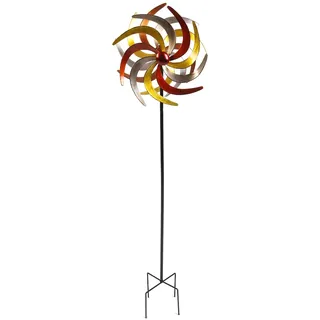 Lex Metall Doppel Windrad 140x38cm Windspiel Gartendeko Balkon Terrasse kupfer gold silber : kupfer, gold, silber