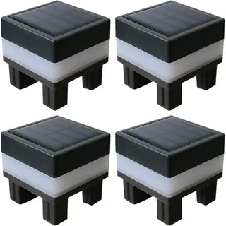 Set Mit 4 Wasserdichten Solar-zaunpfostenleuchten, 2 Farben, Außenbeleuchtung Für Terrasse, Garten Und Einfahrt