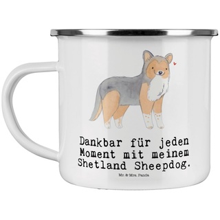 Mr. & Mrs. Panda Becher Shetland Sheepdog Moment - Weiß - Geschenk, Sheltie, Outdoor Tasse, C, Emaille, Liebevolles Design weiß