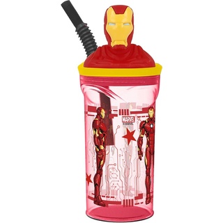 Tataway in viaggio si cresce Marvel Kinderbecher Avengers Iron Man 360 ml mit Strohhalm und 3D-Figur