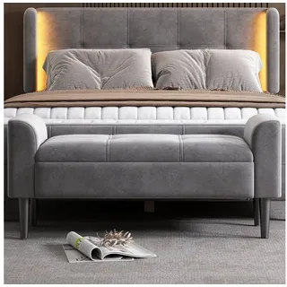 i@home Polsterbank Bettbank mit Armlehne, Steppmuster (Klavierbank, Esszimmerbank Grau Samt, 1-St), gepolsterte Sitzbank für Schlafzimmer, 116×44×56 cm grau