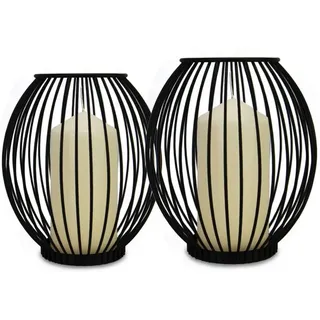 Käfig-kerzenhalter – 2er-set Kleine & Große Stumpenkerzen-laternen, Vogelkäfig-kerzenhalter, Schwarze Eisen-kerzenständer, Deko, M&w