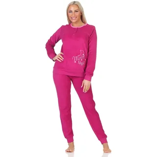 Normann Niedlicher Damen Frottee Pyjama mit Knopfleiste und Bündchen, auch in Übergrößen, Farbe:lila, Größe:48 - 48