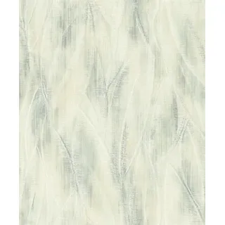 Rasch Textil Vliestapete Wellen 53 cm x 1005 cm 10 m Grün/Cremeweiss 486230