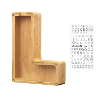 Sparschwein Aus Holz, Kinderalphabet, Münzspardose, Spardose Für Erwachsene, Dekoration Mit Dem Buchstaben L (alphabet-l)