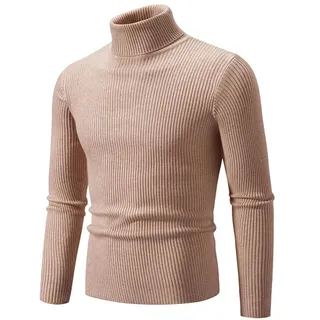 Liyinco Rollkragenpullover für Herren Winter Warme gestrickte einfarbige Pullover Herren Slim Fit lässiger Rollkragen-Strick Herrenpullover für den Herbst