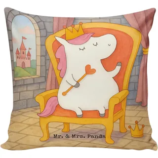 Mr. & Mrs. Panda Kissen Bedruckt Einhorn Prinzessin Design - Geschenk, Sofakissen, Unicorn, Deko, Geburtstagsgeschenk, Geburtstag, Dekokissen, Monat, 40x40, Lounge
