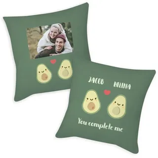 Wanapix | personalisierte Kissen mit Foto un Text | Fotokissen | Größe auswählen| Enthält Füllstoff | Geschenk zum Valentinstag | Avocado