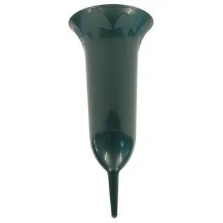 greemotion Grabvase Grün, Steckvase 0,7L, Vase für Grab 26cm, Grabdeko Kunststoff, Blumenvase für Grab, Trauerschmuck Blumen-Vase, robuste Friedhofsvase, witterungsbeständiger Grabschmuck
