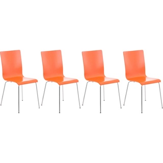CLP 4er-Set  Wartezimmerstuhl PEPE mit ergonomisch geformten Holzsitz und Metallgestell I 4x Konferenzstuhl   In verschiedenen Farben erhältlich