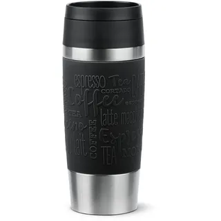 EMSA Dein Name auf dem Trinkbecher N20202 Travel Mug Classic 0,36 Liter, neuer Komfort-Schraubverschluss, Edelstahl, 100% dicht, 360°-Trinköffnung, Schwarz