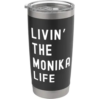 Monika Lebt Das Monika-Leben Name Lustig Doppelwandiger Edelstahl-Thermobecher