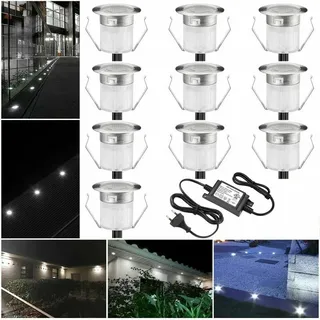 Set Mit 10 Mini-led-strahlern, Ø 18 Mm, Edelstahl, Einbauleuchte Für Vergrabene Terrassen-deckenleuchte, Ip67 Wasserdichte Dc12v-außenleuchte Für Wege, Treppen, Bühnen (kaltweiß) [energieklasse]