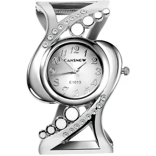 Spangenuhr Damen - Elegante Damen Uhr Silber | Damenuhren | Damenarmbanduhr | Frauen Uhren | Damenuhr Silber | Armbanduhr Damen Silber | Uhr Damen Silber | Uhr Silber Damen | Silber Uhr (Silber-Weiß)