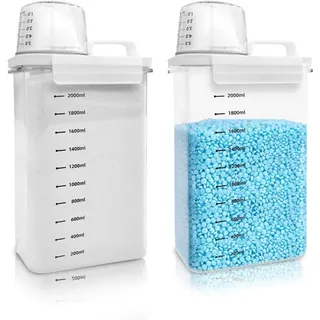 Waschmittelbehälter Waschpulverbehälter Waschmitteldispenser - 2300 ml - PET transparent - BPA-frei - Messbecher