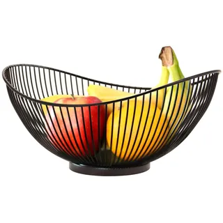 bremermann Obstschale Obstschale Obstkorb Drahtkorb oval Ø ca. 29 x 13,5 x 25,5 cm, schwarz, Metall schwarz