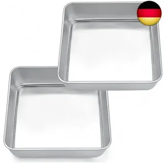 Quadratische Kuchenform, Edelstahl Brownie Eckige Backform Auflaufform 2er-Set,
