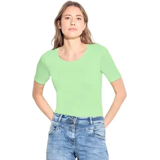CECIL Damen B317515 Basic T-Shirt In Unifarbe, Matcha Lime, XS EU