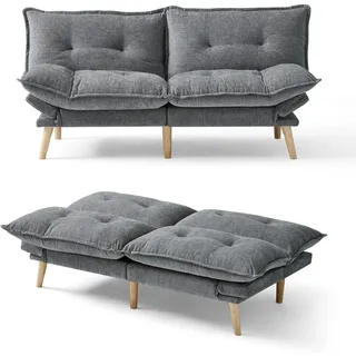 LINSY HOME Schlafsofa 2‐Sitzer mit Schlaffunktion, Kleines Klappsofa aus Chenille, 180x106 cm Liegefläche, 3 Fach Verstellbare Rückenlehne, Bettsofa für kleine Wohnzimmer & Schlafzimmer - Dunkelgrau