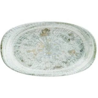 Bonna 2x Odette Olive Gourmet Platte oval 24x14cm 3,5cm hoch Grün Weiß Porzellan ODTOLGRM24OKY Servierplatten Speiseteller Essteller Geschirr