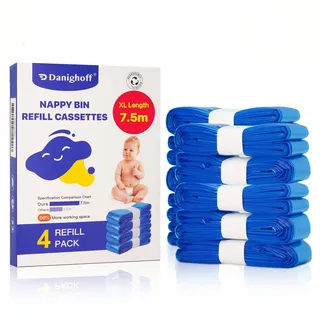 Premium-Windel-Nachfüllbeutel, kompatibel mit Tommee Tippee Twist & Click Refill Sangenic Tec, Baby-Windeleimer-Einlage, 7,5 m, 4 Stück