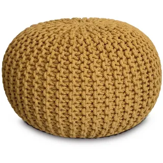 amagohome Sitzpouf Strickhocker Ø45 x 30 cm Gelb
