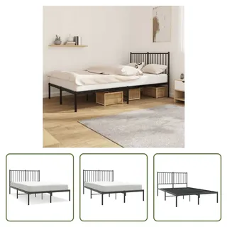The Living Store Bettgestell mit Kopfteil Metall Schwarz 120x190 cm - Schwarz