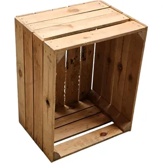 Teramico Holzbox Apfelkiste Obstkiste Weinkiste Holzkiste Vintage Shabby bürstenrein und stabil 50x40x30cm (Einzeln)