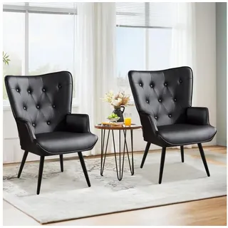 luxuskollektion Ohrensessel 2er Set Kunstleder 0 x 0 x 0 cm Schwarz