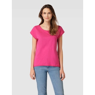 T-Shirt mit Rundhalsausschnitt und kurzen Ärmeln, Pink, XS