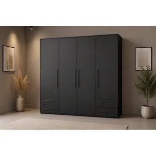 Die Möbelfundgrube Drehtürenschrank Mokkaris 205,9 x 200,1 x 58,8 cm schwarz