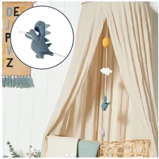 Nordic Coast Company Wanddekoobjekt Baby Wandgirlande Dino Schwan Flamingo Pompom, Babyzimmer Deko Wand Deko Kinderzimmer Baby Geschenk grün 100 cm