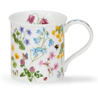 Dunoon Bute Wildflower Harebell Tasse aus feinem Knochenporzellan, 0,3 l, mit Wildblumen, Bienen und Schmetterlingen