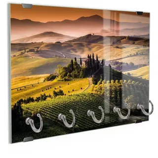 DEQORI Schlüsselbrett 'Toskana Panorama', (1 St), Schlüsselhalter Schlüssel Haken Schlüsselboard modern Schlüsselleiste grün
