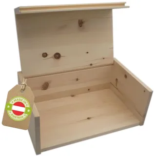 4betterdays.com NATURlich leben! Hochwertige Brotdose aus massivem Zirbenholz - Brotkasten mit aufklappbarem Deckel - plastikfrei & nachhaltig - Handarbeit aus Österreich