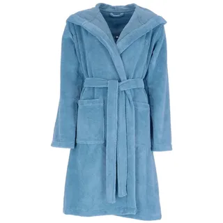 bugatti Damenbademantel Damen Bademantel mit Kapuze Romina, Baumwolle, hohe Markenqualität blau L | 106 cm