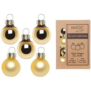 inges magic & goodz 25 Stück in Kartonbox Christbaumkugeln Weihnachtsbaumkugeln Inkagold
