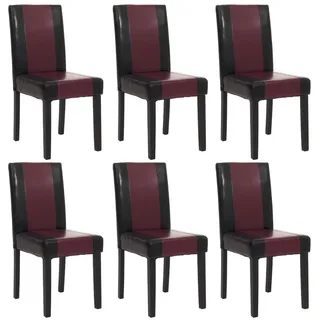 chefgastro Esszimmerstuhl Kunstleder Schwarz-Rot 6er Set