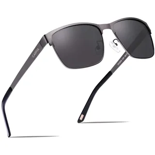 CARFIA Polarisierte Herren Sonnenbrille Metallrahmen UV 400 Fahrerbrille | Guter UV-Schutz, Sportbrille, Kategorie 3 Linse, Verstellbare Nasenpads, Nicht Drücken, Nickelfreie Metall, Stylisches Design - M