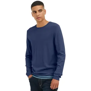 klassischer BLEND Herren Feinstrickpullover mit Rundhals Strickpullover 20717260-194024 Blau - L