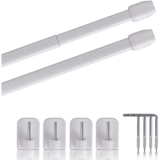 Bestlivings Vitragestangen ausziehbar 2er-Set 60-90 cm Weiß, Metall