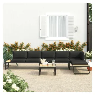 vidaXL Loungesofa 4-tlg. Garten-Ecksofa-Set mit Auflagen Aluminium und WPC, 1 Teile grau