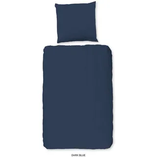 Bettwäsche, Blau, Dunkelblau, Textil, Uni, 135x200 cm, atmungsaktiv, Schlaftextilien, Bettwäsche, Bettwäsche