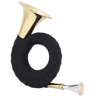 Mini-Bb-Jagdhorn, Tragbares Bb-Waldhorn-Messinginstrument-Set mit Samtbeutel und Sauberem Tuch