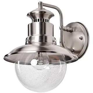 LINDBY Außenwandleuchte Edelstahl 26,8 cm grau inkl. E27 LED-Lampe