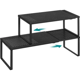 SONGMICS Gewürzregal, ausziehbar, Küchen-Organizer, Küchenregal, Metall
