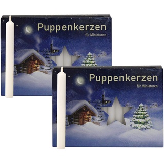 OLShop AG 2er Pack Puppenkerzen weiß ca. 7 x 65 mm (2 x 40 Stück), Puppenlichter, Miniaturkerzen, Weihnachtskerzen, Kerzen